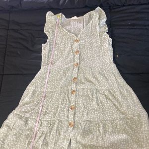 Fun flirty spring/summer sage colored dress with white dots.